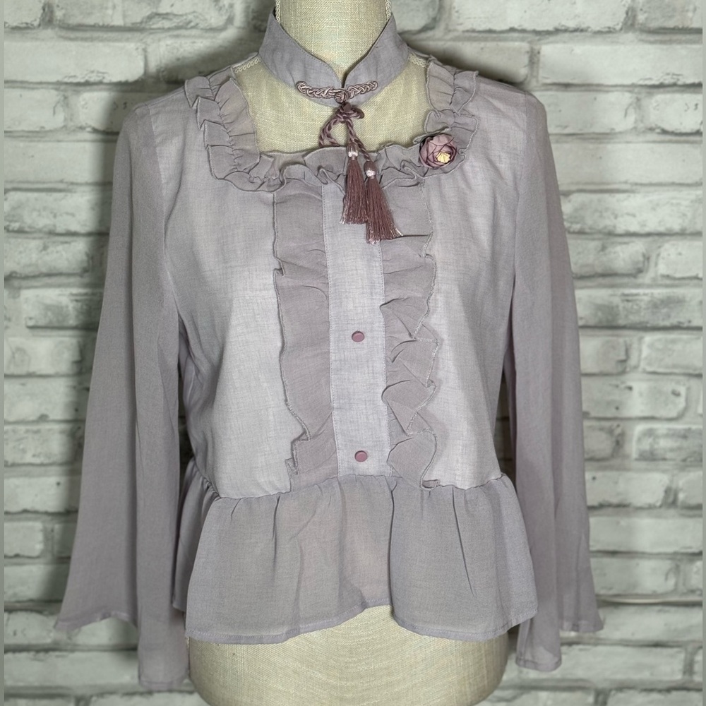 Ruffle Lilac Purple Fairy Lolita Pin Up Blouse Top